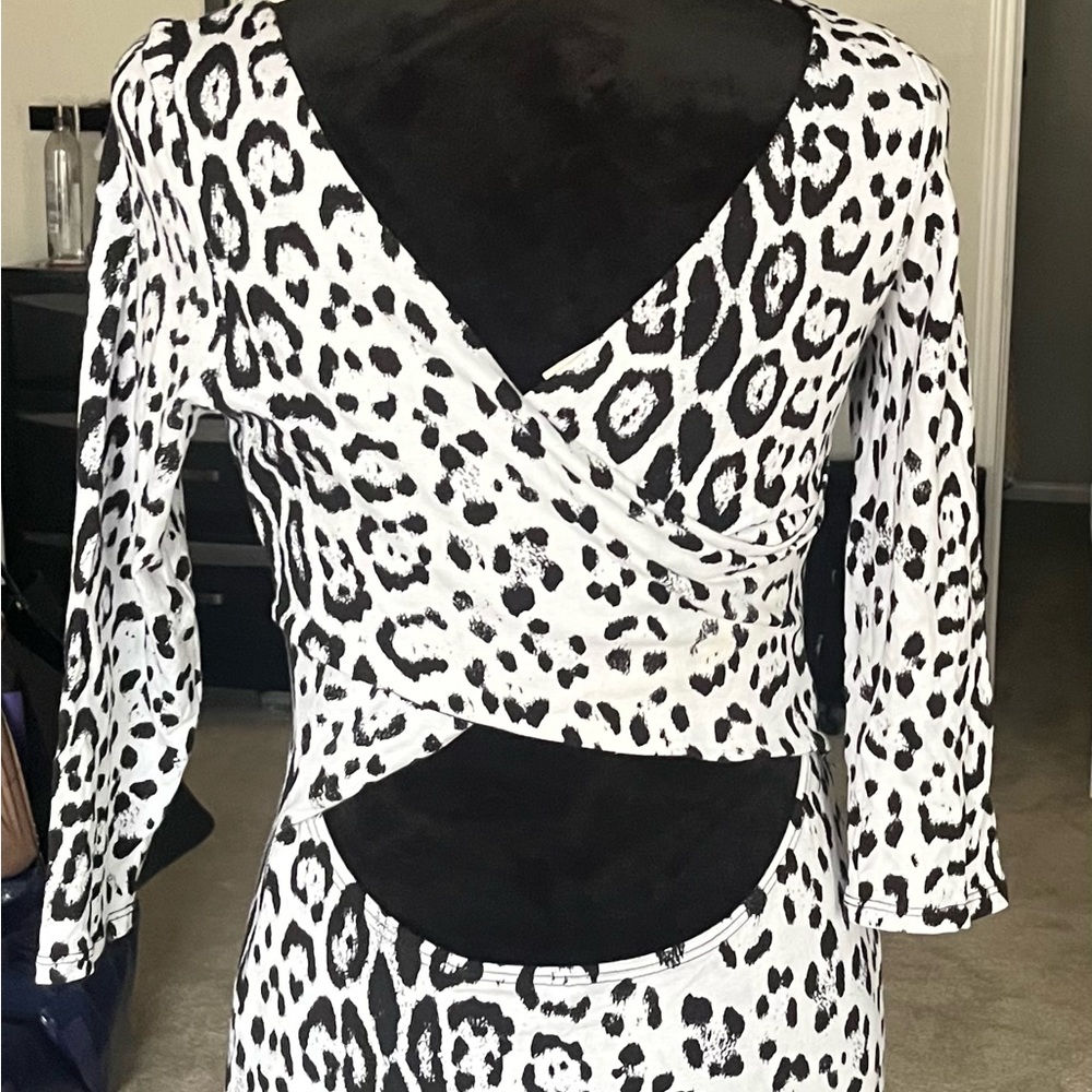 Arden B Zebra print dress with cut out.